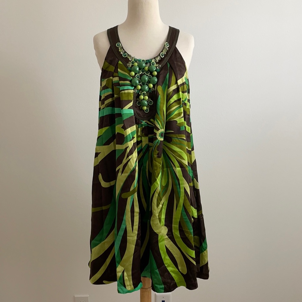 Gorgeous Zara beaded front satin shift dress